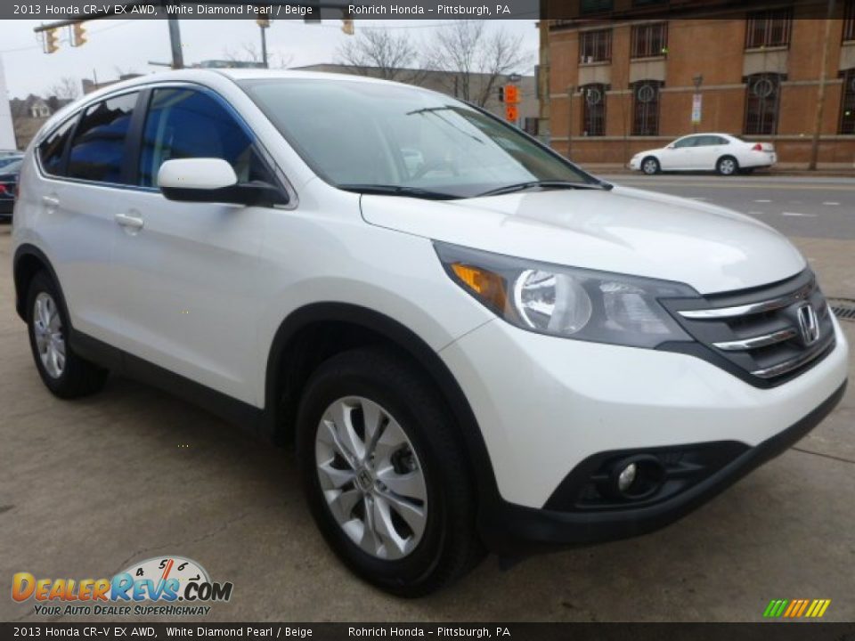 2013 Honda CR-V EX AWD White Diamond Pearl / Beige Photo #3