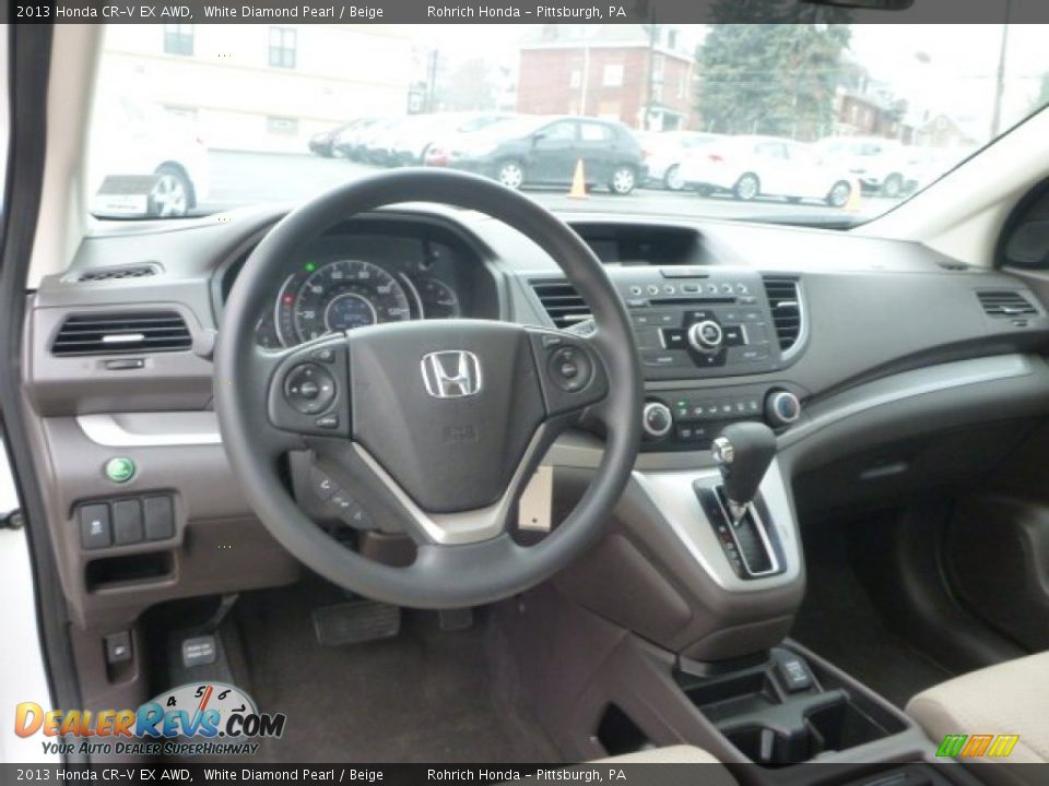 2013 Honda CR-V EX AWD White Diamond Pearl / Beige Photo #6
