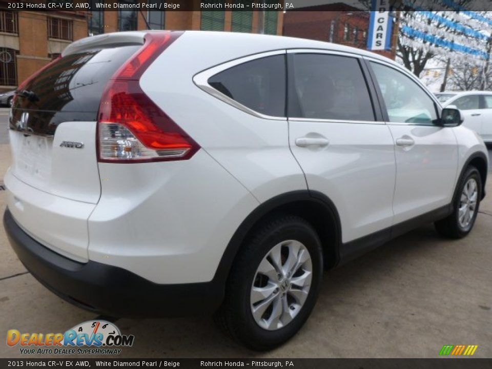 2013 Honda CR-V EX AWD White Diamond Pearl / Beige Photo #12