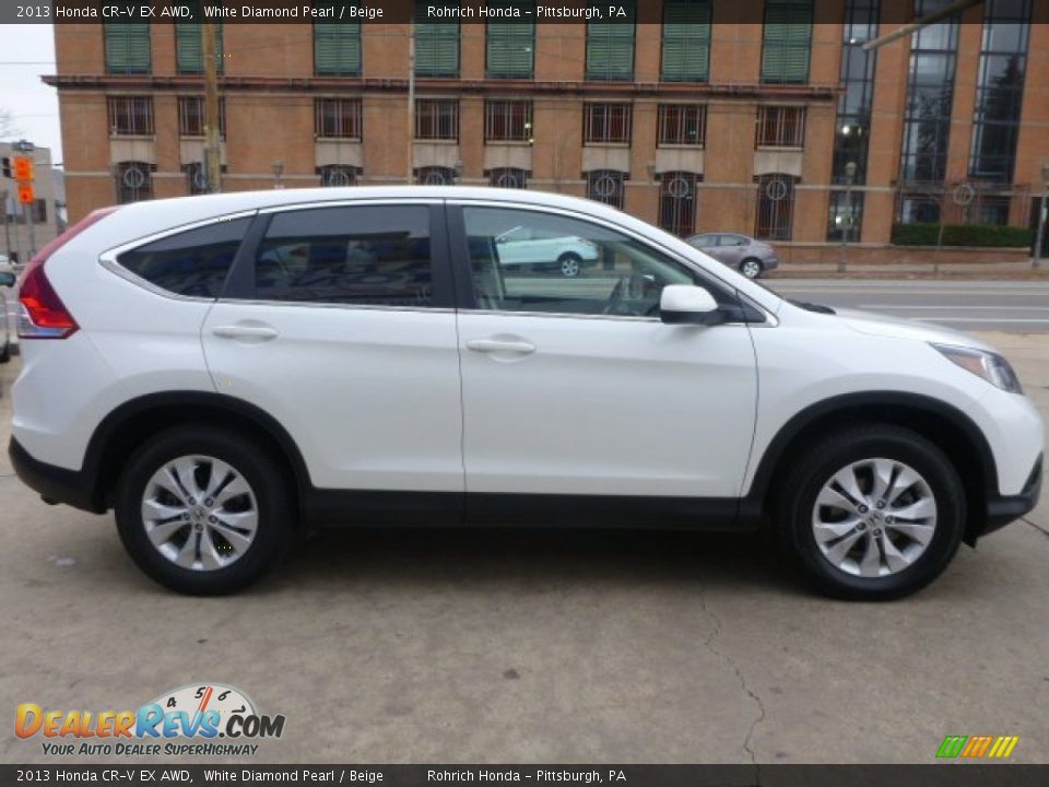 2013 Honda CR-V EX AWD White Diamond Pearl / Beige Photo #13