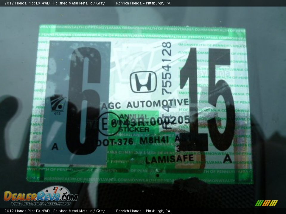 2012 Honda Pilot EX 4WD Polished Metal Metallic / Gray Photo #19