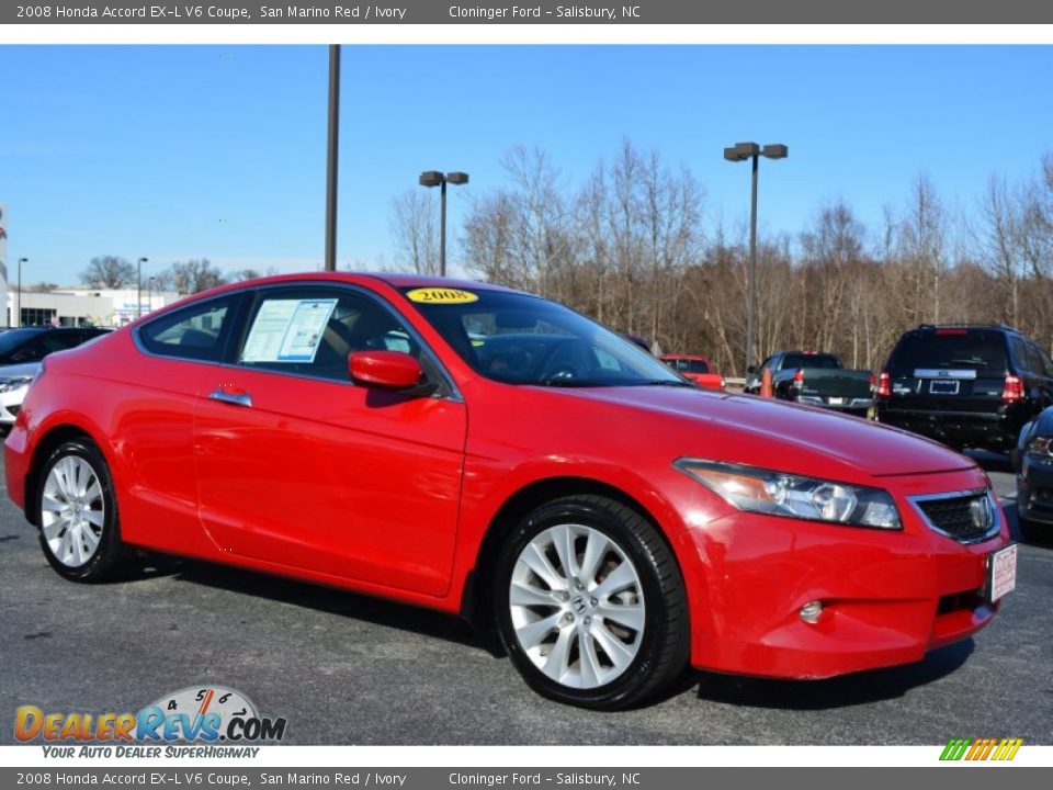 2008 Honda Accord EX-L V6 Coupe San Marino Red / Ivory Photo #1