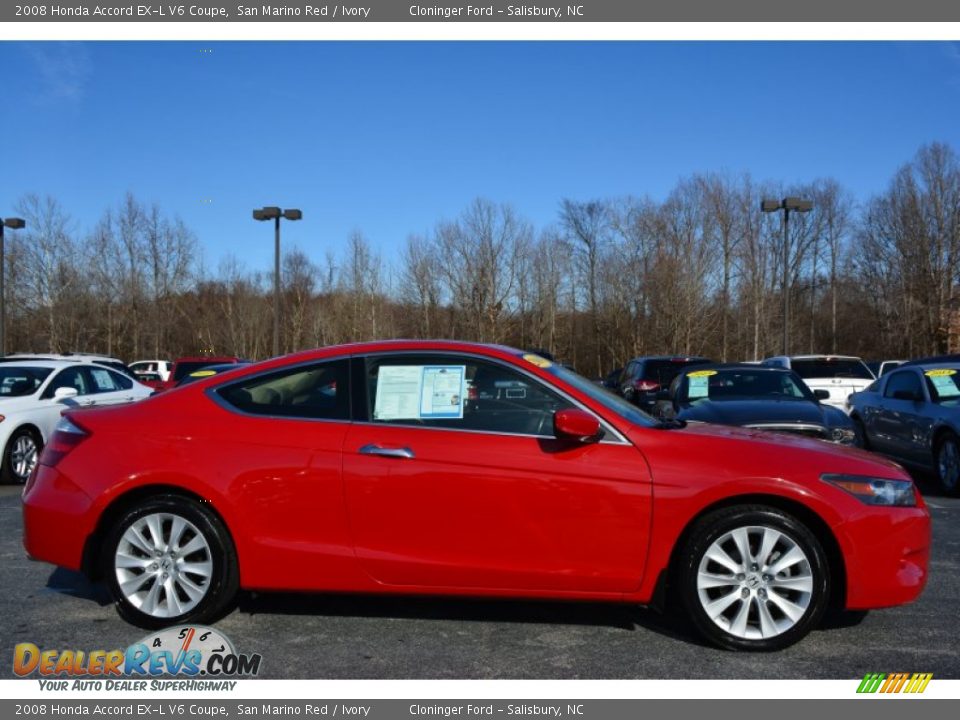 San Marino Red 2008 Honda Accord EX-L V6 Coupe Photo #2