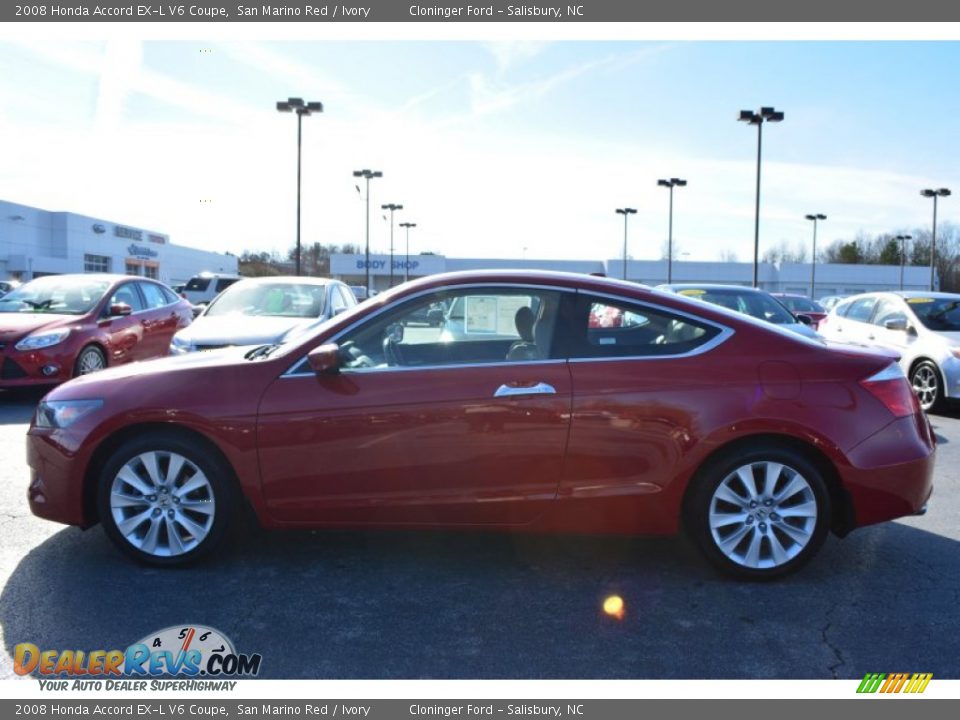 2008 Honda Accord EX-L V6 Coupe San Marino Red / Ivory Photo #6