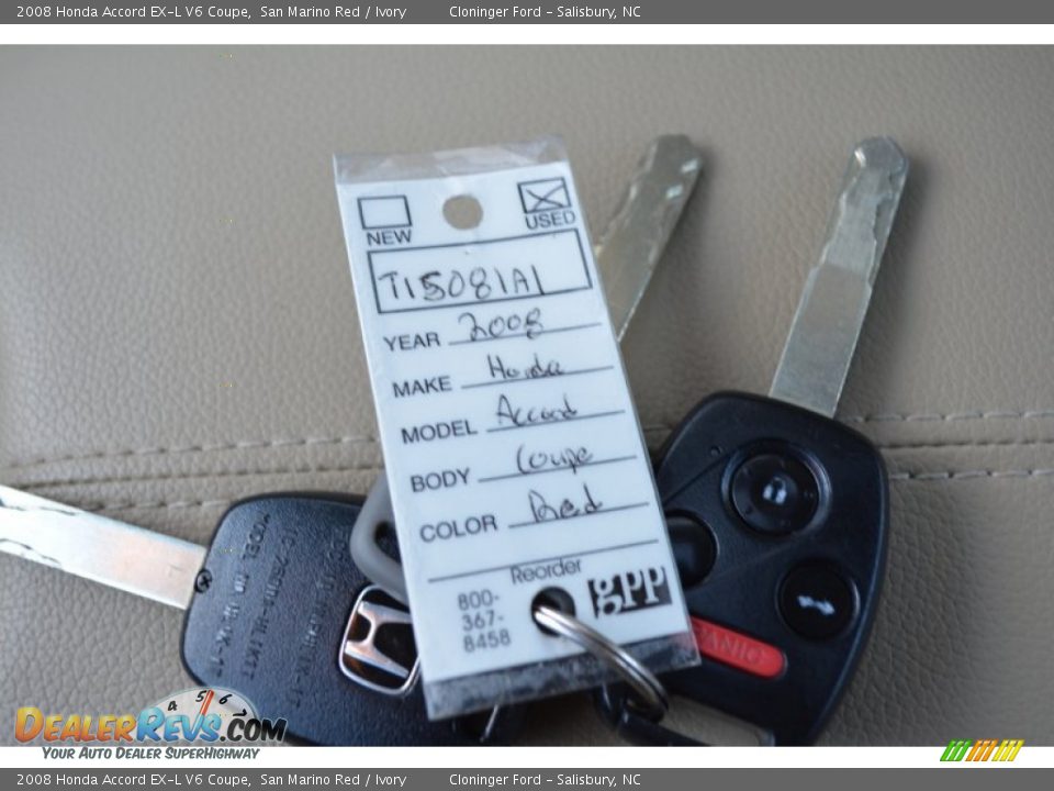 2008 Honda Accord EX-L V6 Coupe San Marino Red / Ivory Photo #25