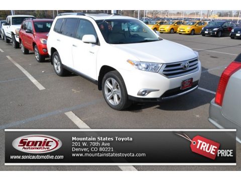 Blizzard White Pearl Toyota Highlander Limited 4WD.  Click to enlarge.