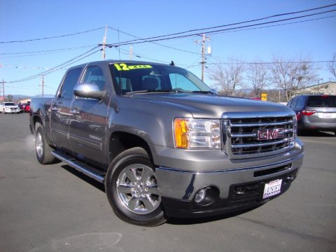 Steel Gray Metallic GMC Sierra 1500 SLE Crew Cab 4x4.  Click to enlarge.