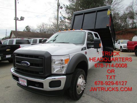 Oxford White Ford F450 Super Duty XL Crew Cab Dump Truck 4x4.  Click to enlarge.