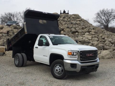 Summit White GMC Sierra 3500HD Work Truck Regular Cab 4x4 Dump Truck.  Click to enlarge.