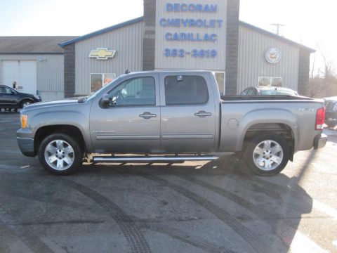 Steel Gray Metallic GMC Sierra 1500 SLT Crew Cab 4x4.  Click to enlarge.