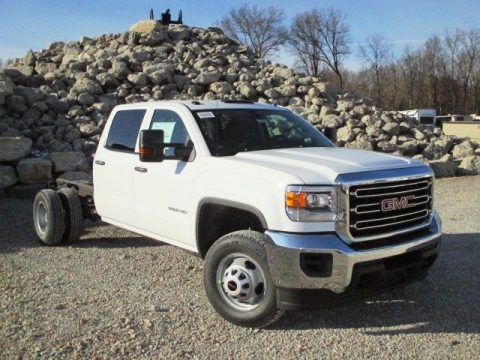 Summit White GMC Sierra 3500HD Work Truck Crew Cab Chassis.  Click to enlarge.
