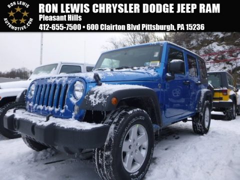 Hydro Blue Pearl Jeep Wrangler Unlimited Sport 4x4.  Click to enlarge.