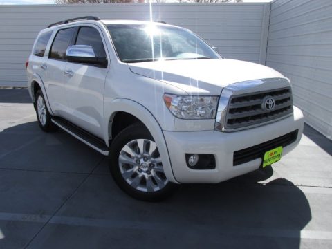 Blizzard White Pearl Toyota Sequoia Platinum 4WD.  Click to enlarge.