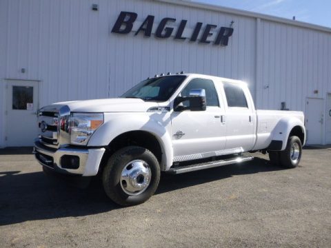 Oxford White Ford F450 Super Duty Lariat Crew Cab 4x4 Dually.  Click to enlarge.