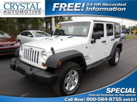 Bright White Jeep Wrangler Unlimited Sport 4x4 Right Hand Drive.  Click to enlarge.