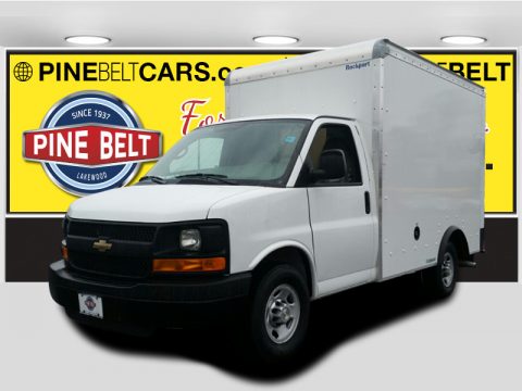 Summit White Chevrolet Express Cutaway 3500 Moving Van.  Click to enlarge.