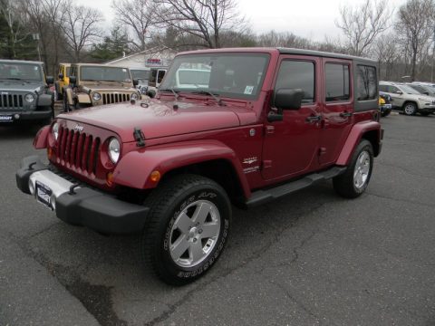 Deep Cherry Red Jeep Wrangler Unlimited Sahara 4x4.  Click to enlarge.