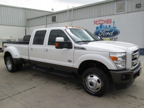 White Platinum Ford F350 Super Duty King Ranch Crew Cab 4x4 DRW.  Click to enlarge.