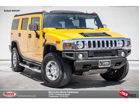 Yellow Hummer H2 SUV.  Click to enlarge.