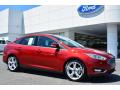 Front 3/4 View of 2015 Ford Focus Titanium Sedan #1