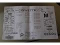 Info Tag of 2005 Chevrolet Corvette Convertible #16