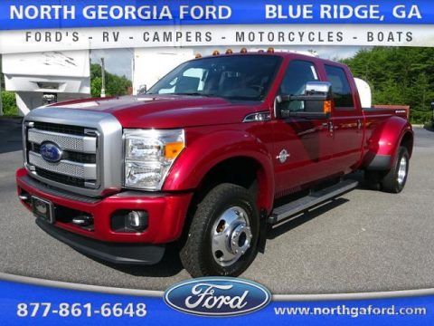 Ruby Red Metallic Ford F350 Super Duty Platinum Crew Cab 4x4 DRW.  Click to enlarge.