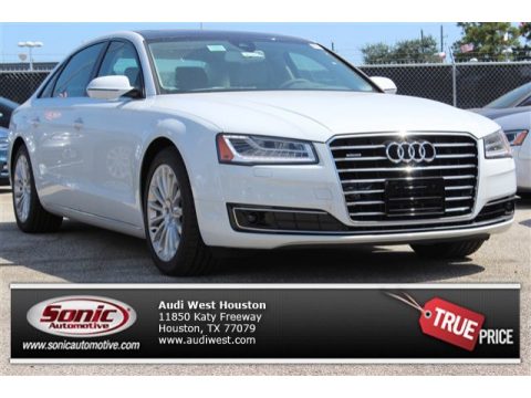 Glacier White Metallic Audi A8 L 3.0T quattro.  Click to enlarge.