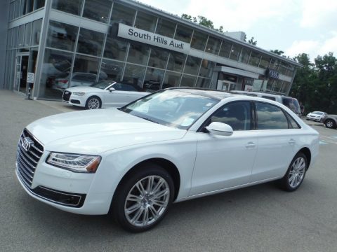 Glacier White Metallic Audi A8 L 3.0T quattro.  Click to enlarge.