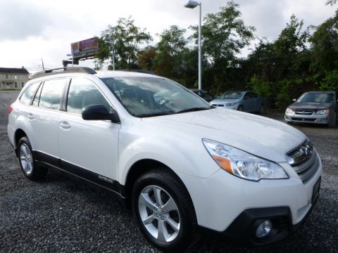 Satin White Pearl Subaru Outback 2.5i Premium.  Click to enlarge.
