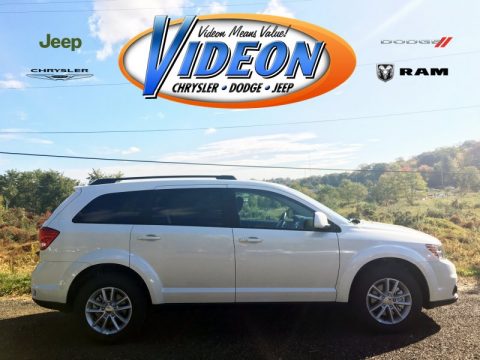 Pearl White Tri-Coat Dodge Journey SXT AWD.  Click to enlarge.