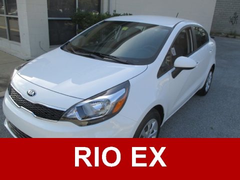 Clear White Kia Rio EX Sedan.  Click to enlarge.