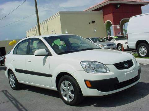 White 2008 Kia Rio LX Sedan with Beige interior White Kia Rio LX Sedan.