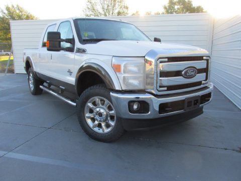 White Platinum Metallic Ford F250 Super Duty Lariat Crew Cab 4x4.  Click to enlarge.