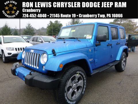 Hydro Blue Pearl Jeep Wrangler Unlimited Sahara 4x4.  Click to enlarge.