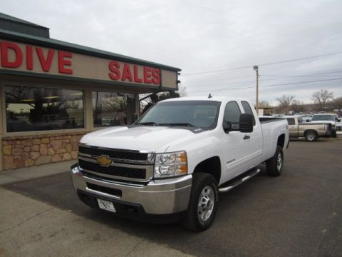 Summit White Chevrolet Silverado 2500HD LT Extended Cab 4x4.  Click to enlarge.