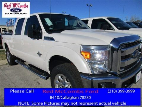 White Platinum Metallic Ford F250 Super Duty Lariat Crew Cab 4x4.  Click to enlarge.