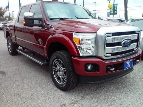 Ruby Red Metallic Ford F250 Super Duty Platinum Crew Cab 4x4.  Click to enlarge.