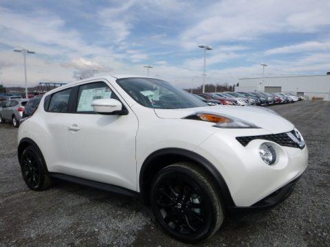 Pearl White Nissan Juke S AWD.  Click to enlarge.