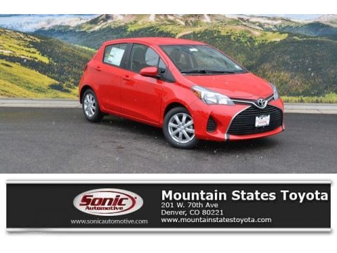 Absolutely Red Toyota Yaris 5-Door LE.  Click to enlarge.