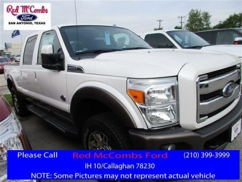 White Platinum Metallic Ford F250 Super Duty King Ranch Crew Cab 4x4.  Click to enlarge.