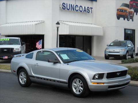 Satin Silver Metallic Ford Mustang V6 Deluxe Coupe.  Click to enlarge.