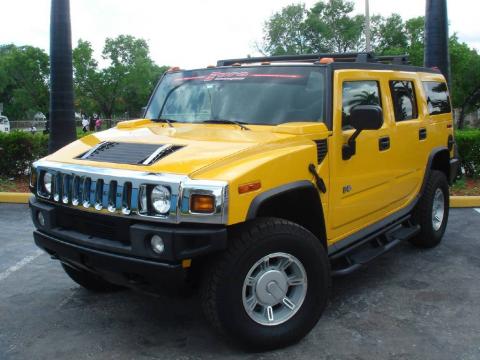 Yellow Hummer H2 SUV.  Click to enlarge.