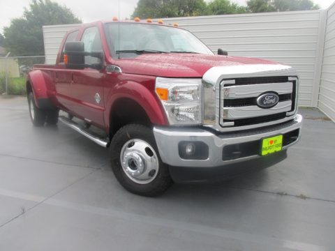 Ruby Red Metallic Ford F350 Super Duty Lariat Crew Cab 4x4 DRW.  Click to enlarge.