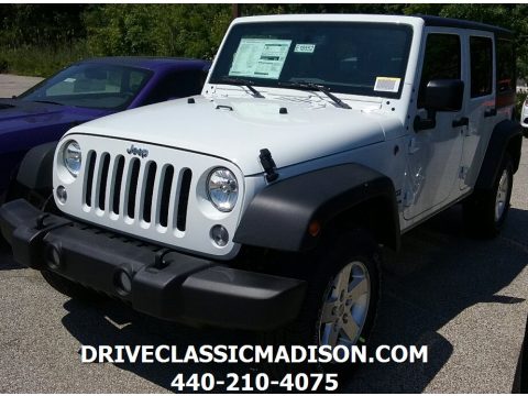 Bright White Jeep Wrangler Unlimited Sport 4x4.  Click to enlarge.