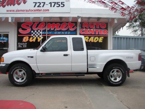 Oxford White 2002 Ford Ranger XLT SuperCab 4x4 with Medium Prairie Tan 