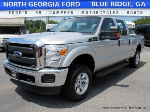 Ingot Silver Metallic Ford F250 Super Duty XL Crew Cab 4x4.  Click to enlarge.