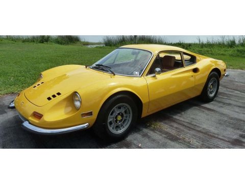 Yellow Ferrari Dino 246 GT.  Click to enlarge.