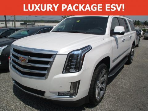 Crystal White Tricoat Cadillac Escalade ESV Luxury 4WD.  Click to enlarge.