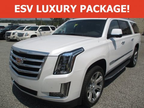 Crystal White Tricoat Cadillac Escalade ESV Luxury 4WD.  Click to enlarge.