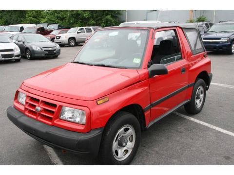 Wildfire Red Geo Tracker Soft Top 4x4.  Click to enlarge.